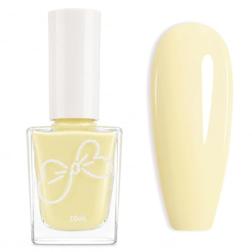 Butter Yellow Nail Polish - Pastel Nail Polish Quick Dry - Spring Summer Pale Yellow Nail Varnish - 10ml Oil-Based Long-Lasting Fingernail Polish Non Gel DIY Salon Gift for Women