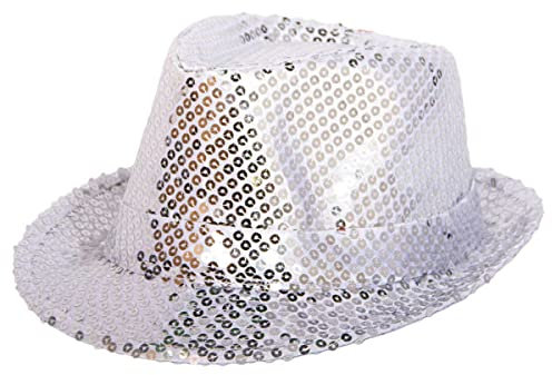 Folat 22533 Tribly Party Hut Deluxe mit Pailletten, Unisex-Erwachsene, Silber, Einheitsgröße