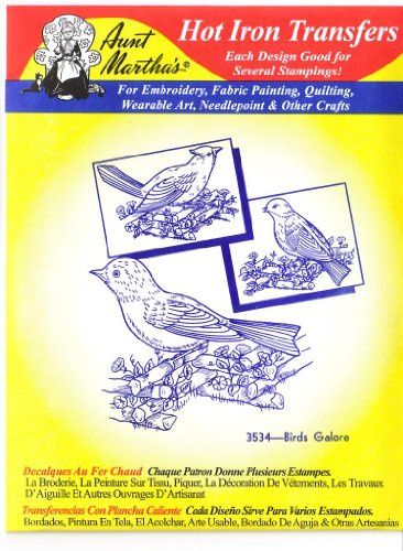 Aunt Martha's Hot Iron Transfers #3534 Birds Galore by Aunt Martha's