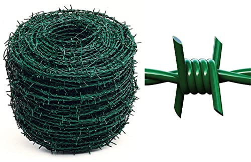 nextradeitalia 18KG Filo SPINATO PLASTIFICATO per Rete per Recinzione Filo N° 14 Rotolo 200 M Verde