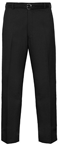 Stylo Online Mens Trousers Formal Casual Business Office Work Home Smart Dress Straight Leg Flat Front Everpress Pockets Pants Plus Big King Sizes (Black, 36W x 33L)