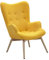 SalesFever Designer Ohren-Sessel mit Armlehnen aus Webstoff in Gelb | Anjo | Club-Sessel im Retro-Design | Gestell aus Holz in Natur | 68 x 41 x 92 cm