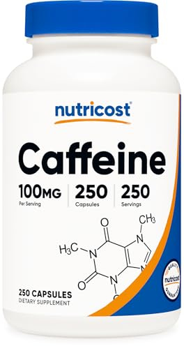 Nutricost Caffeine Pills 100mg Per Serving, 250 Capsules