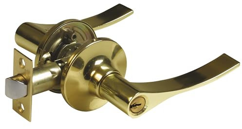 Amig - Juego de manillas de entrada Izquierda con picaporte - Roseta para puertas - Maneta ideal para puertas de madera - Zamak - Dorado - Picaporte de entrada de 60/70 mm