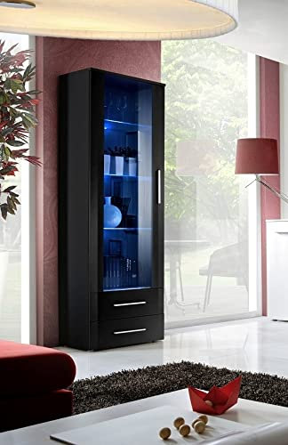 ASM Vitrine für die Wand, zum Aufstellen, LED, 60 cm x 190 cm x 40 cm, Schwarz