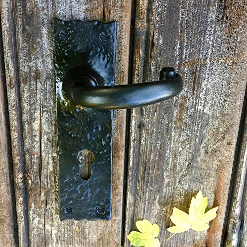 Antikas - Türbeschlag wie Antik schwarz - rostfrei beschichtet Klinke auf Langschild PZ 72