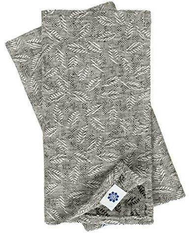 Linen & Cotton Luxus 4 x Jacquard Damast Stoffservietten/Servietten Stoff/Leinenservietten Isla - 100% Leinen, Weiß/Weiss Schwarz (43 x 43cm) Festlich für Home Küche Dekoration Hotel Gastronomie