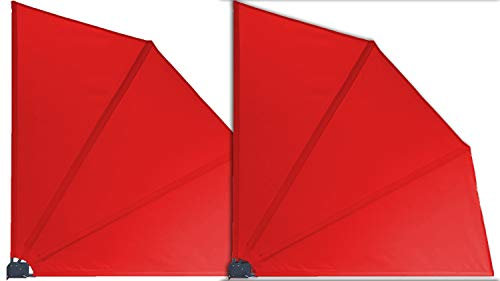 GRASEKAMP Qualität seit 1972 2 Stück Balkonfächer Rot Premium 140 x 140 cm mit Wandhalterung Trennwand Sichtschutz
