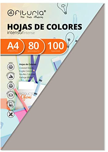 OFITURIA FAB-17749 Pack 100 Hojas Color Gris Tamaño A4 80g