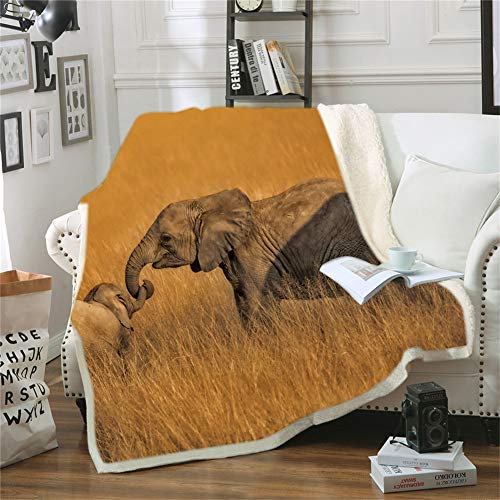 Ouduo Kuscheldecke Flanell Mikrofaser, Fleecedecke Super Weich Dicke Wohnzimmerdecke Tagesdecke Sofadecke Decke für Couch und Bett TV-Decke Reise Camping (Elefant 5,70x100cm)