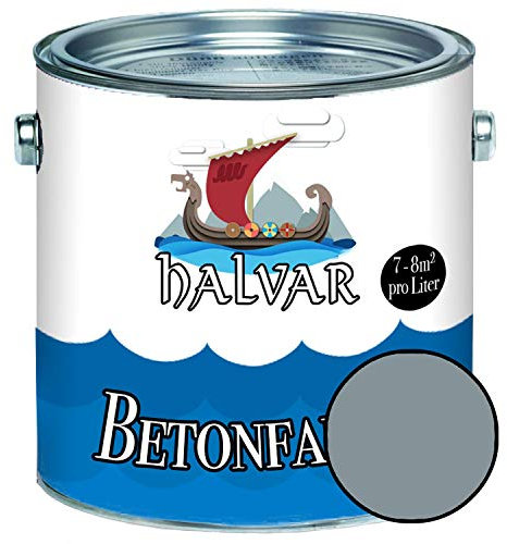 Halvar Betonfarbe/Bodenbeschichtung SEIDENMATT Grau RAL 7000-7047 Fassadenfarbe (2,5 L, RAL 7000 Fehgrau)