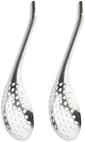 Tomaibaby 2 Piezas Cuchara de Esferificación de Acero Inoxidable Cuchara de Barra Ranurada Molecular Caviar Colador Cuchara Colador de Cóctel Filtro Cuchara Utensilios de Cocina Utensilios
