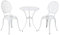 Trueshoppping White Cast Aluminium Outdoor Bistro Dining Set of 2 Chairs & Round Table - Outdoor Garden Furniture for Patio, Terrace, Decking - Durable, Weather Resistant & Rust Free