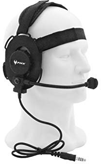 PHX Funk Headset 'Archer', Military Style, Keine Batterien benötigt, Links & rechts tragbar -schwarz