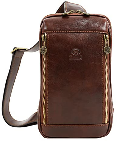 Time Resistance Brusttasche Leder Herren - Stylische Umhängetasche - Sling Bag - Rücken & Brust - 100% Leder - Italienische Handwerkstradition