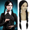Perücke Schwarz Lang Halloween Kostüm Damen Kinder Cosplay Cute Braided Lang Middle Part Synthetische Perücke für Frauen Mädchen Natural Looking Halloween Fasching Party Wig 030