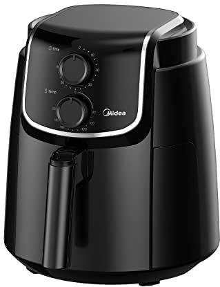 Midea MF-TN35D2 Freidora de aire 3,5 litros, Freidora sin aceite, temperatura máxima 200 ℃, 60 minutos temporizador, funciones múltiples, negro