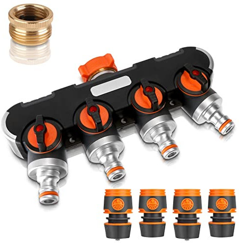 Sylanda 4 Wege Verteiler Wasser : 3/4 Zoll und 1/2 Zoll Verteiler 4 Wege, 4 Wege Wasseranschluss Verteiler zu Gartenbewässerung, Waschen, Haustieren, Wasserdurchfluss regulier- und absperrbar