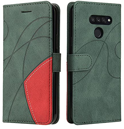 Fatcatparadise Kompatibel mit LG K50S Hülle, Leder PU Brieftasche Handyhülle Flip Case Silikon Bumper Schutzhülle Klapphülle. Lederhülle mit Kartenfächern und Standfunktion (Grün)