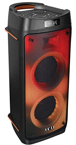 AKAI Altoparlante portatile per karaoke per esterni ed interni, con 2 woofer da 6,5 + radio AUX MIC da 1,5 4400 mAh RGB