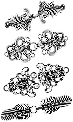 4 Stücke Vintage Kragen Kleid Clips, Retro Strickjacke Kragen Clips, Metall Strickjacke Clip, Blatt Silber Pullover Clips für Frauen Mädchen Tragen