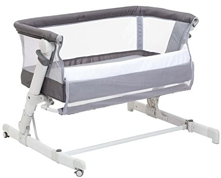 Chicco Next2Me Pop-Up, Atmosphere Grau | Seitenschläferbett, faltbares Reisebett, höhenverstellbar, inkl. Matratze und Reisetasche