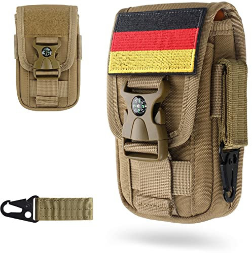 WYNEX Taktische Handytasche Gürtel Molle Halterung EDC Pouch Universaler Gürteltasche mit Keyring Clip & Kompass-Verschluss