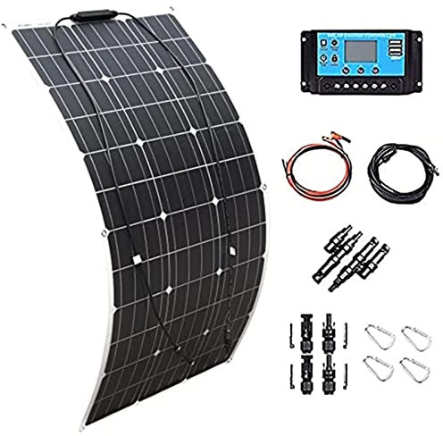 UIBAO Kit Placa Solar Portatil 300W/600W 18v Sistema De Energía Solar Paneles Solares Flexible + Controlador De Carga Solar De 40A para Techo,Camping,RV,300W