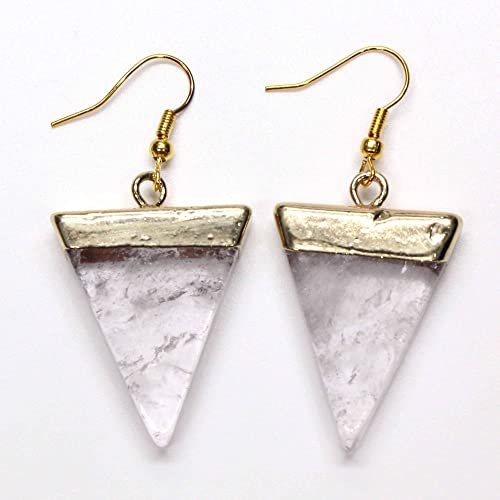 MIDJ Damen Hängende Ohrringe, Damenohrringe Hängender Bergkristall-Anhängerohrring Reiki Gold Colorgeometric Shape Tropfenohrringe Für Damen Mädchen Charm Schmuck