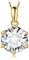 JewelryPalace Rundschliff 3ct Moissanite Kette Anhänger, Simulierter Diamant Braut Schmuck Set, Halskette Damen Silber 925 Collier Damen mit Stein, Schmuck Mädchen Geschenk für Frauen Vergoldet 45CM