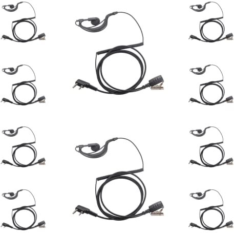 Sarcia Walkie Talkieds Earpiece G Shape Headset with Mic PTT for Kenwood TK-3107 TK-2107 Earpiece for BaoFeng Uv-5r Bf-888s 2 Way Radio（10 Pack