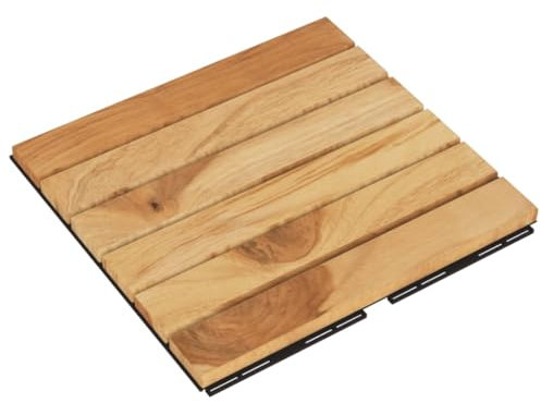 vidaXL Terrassenfliese 20 Stk., Bodenfliese aus Massivholz, Holzfliese für Außenbereich, Klickfliese Balkonfliese, Massivholz Teak Vertikal