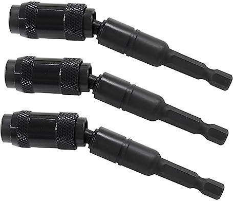 Jiozermi 3 PCS Magnetic Pivot Drill Bit Holder, 1/4 Pivot Drill Bit Adapter with Bit Holder Hex Quick Release Drill Bit Extension, Black