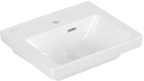 Villeroy & Boch Subway 3.0 Handwaschbecken, 450 x 370 mm, 1 Hahnloch, mit Überlauf, ungeschliffen, 437045, Farbe: Stone White, Ceramic Plus