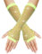 Yolev Netzhandschuhe Gelb Lange Fischnetz Fingerlose Handschuhe Netzhandschuhe für Damen mit Strass Fishnet Glänzende Modische Opernhandschuhe für 80er Jahre Kostümparty Halloween Cosplay Zubehör