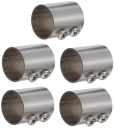 Garneck 5pcs Round Pipe Connector Stainless Steel Extension Bracket Wall Clothes Socket for Wardrobe Bathroom Balcony