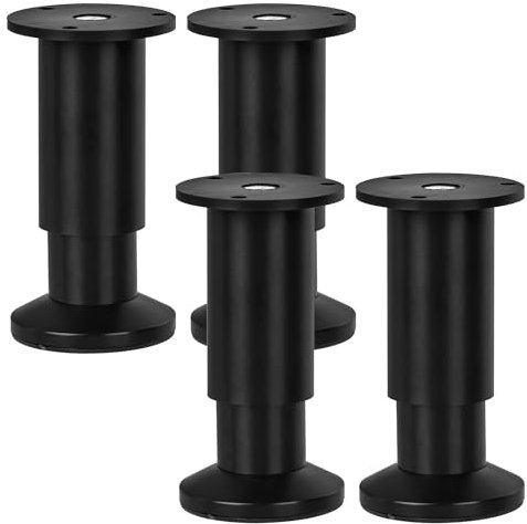 La Vane 4er Set Höhenverstellbare Möbelfüße aus Aluminium 10cm - Rund, Modern für Sofa, Bett, Schrank, Couch, Küche (Schwarz)