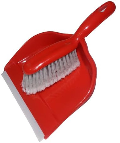 Juego De Recogedor Con Cepillo De Mano/Recogedor con Borde de Goma y Cepillo Pequeño De Limpieza Para Limpiar En El Hogar, Coche, Oficina, camping/Escoba de mano Y Recogedor de mano.(ROJO)