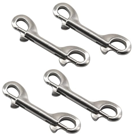 Moschettone a doppia estremità da 100mm, in acciaio inox 304, resistente, per catena del cane, portachiavi, amaca (4 pezzi)