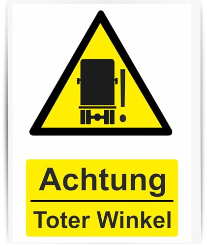 INDIGOS UG Aufkleber Achtung Toter Winkel - Fahrrad - Sicherheit für Fahrradfahrer beim Überholen - LKW - Bus -Truck - Camper Autoaufkleber - gelb 20x15 cm -