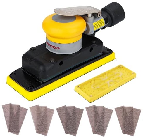 UPWOOD 7,6 x 8 Zoll Selbstvakuum-Luft-Schwingschleifer, 70 mm x 198 mm 1/8 Zoll Orbit, 10.000 Max OPM Staubbeutel Stil mit 1 Klettverschluss-Pad (7,6 x 20,3 cm) Zentralstaubsauger