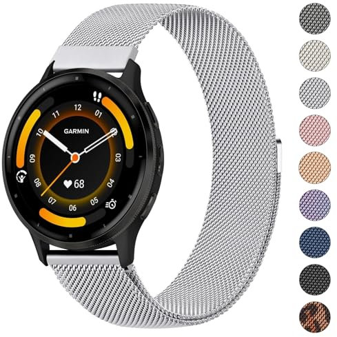 Oumida für Garmin Venu 2/3, Vivoactive 4 45mm, Forerunner 255/265/745 Armband - 22mm Metall Uhrenarmband Edelstahl Mesh mit Magnet Ersatzarmband für Damen und Herren