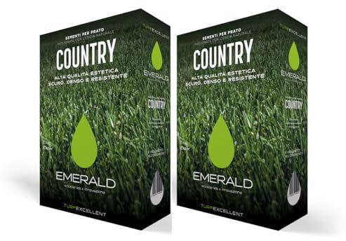 Emerald COUNTRY TurfExcellent, Sementi per Prato ad Alta Qualità Estetica,Scuro Denso e Resistente, 2kg (80mq) (2)