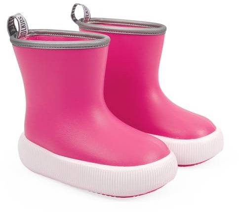 PERLETTI Stivali Pioggia Bambino Bambina Suola Spessa Antiscivolo - Stivaletti Bimbo Bimba Impermeabili Ultra Leggeri - Galosce Bambini Asilo Scuola Materna Bordo Catarifrangente (Fucsia, 28/29 EU)