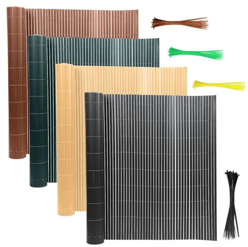 Yakimz PVC Sichtschutzmatte Sichtschutzzaun, Wetterfest Sichtschutz Windschutz, 3-Gewicht-Verstärkung, Privatsphäre für Garten, Balkon, Swimming Pools, Terrasse, mit Krawatten (90 x 1000 cm, Grau)