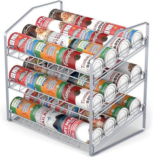 AFAjwsc 3-Tier Can Rack Holder, Can Orgaziner, Kitchen Food Storage Rack Organizer, Can Storage Dispenser Rack for Pantry, Counter-Top, Cabinet, Sliver