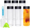 6Pcs Plastic Juice Bottles, 300ml/10.1Oz - Empty, Reusable with Caps, Funnel and Brush - Clear Plastic Water, Smoothie Bottles for Homemade Beverages, Milk