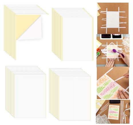 OTCRAFT 80 Blatt/Set Abdeckstreifen, Stempel, Maskenpapier, Klebestempel, Abdeckpapier zum Basteln, repositionierbare, selbstklebende Bögen, 15,2 x 21 cm (4 Breiten: 14,8 cm, 1/4 Zoll und 1/2 Zoll)