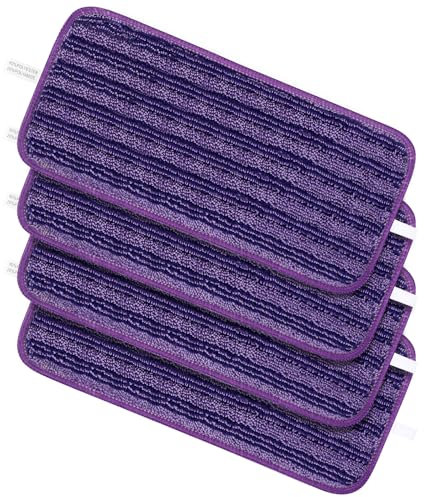 Gudotra Lot de 4 Lingettes Réutilisable pour Swiffer Wet Jet Balai Spray Chiffons Serpillières en Microfibre Lavable à Motif de Vague Nettoyer Le Sol Sec ou Humide (4pcs-rayure violette)