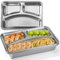 ZLLkeji Plateau à Assiettes Divisées en Acier Inoxydable Assiette Compartiment Adulte Réutilisable Assiettes 3 Compartiments Assiette Regime Portion 4 Pièces